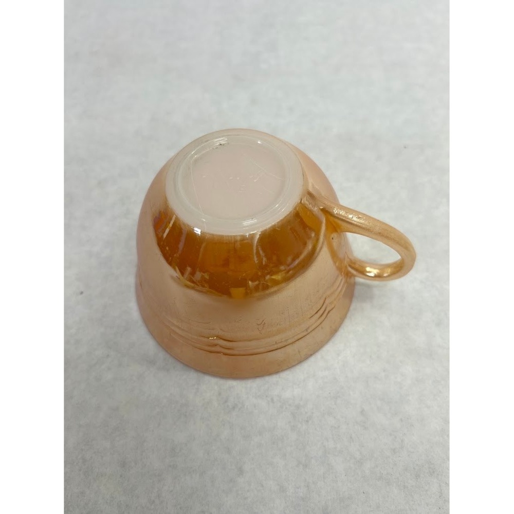 Vintage Fire-King Peach Lustre Coffee Cup Milk Glass Iridescent Anniversary USA - Picture 3 of 6